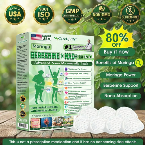 🏥 𝐎𝐟𝐟𝐢𝐜𝐢𝐚𝐥 𝐔𝐒 𝐒𝐭𝐨𝐫𝐞 | 🧑‍⚕️🩺 𝐂𝐚𝐫𝐞𝐔𝐩𝐥𝐢𝐟𝐭® Moringa · Berberine × NAD+ 𝟏𝟎-𝐢𝐧-𝟏 𝐀𝐝𝐯𝐚𝐧𝐜𝐞𝐝 𝐍𝐚𝐧𝐨 𝐌𝐢𝐜𝐫𝐨𝐧𝐞𝐞𝐝𝐥𝐞 𝐏𝐚𝐭𝐜𝐡 — 𝐎𝐧𝐜𝐞 𝐃𝐚𝐢𝐥𝐲, 𝐕𝐢𝐬𝐢𝐛𝐥𝐞 𝐑𝐞𝐬𝐮𝐥𝐭𝐬 𝐢𝐧 𝟕 𝐃𝐚𝐲𝐬